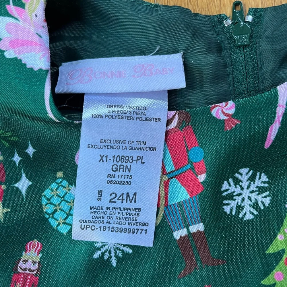 Holiday Green Ballet Nutcracker Dress with Gold Bow - Kids